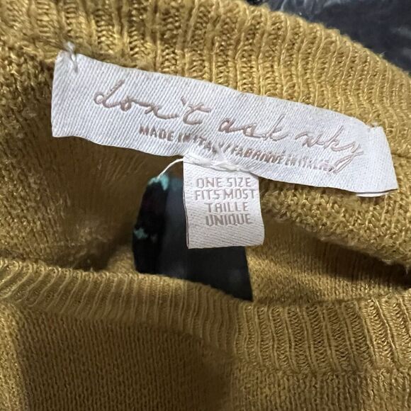 American Eagle Italy Don’t Ask Why Mustard Yellow Sweater One Size Pullover R2 - Picture 3 of 4